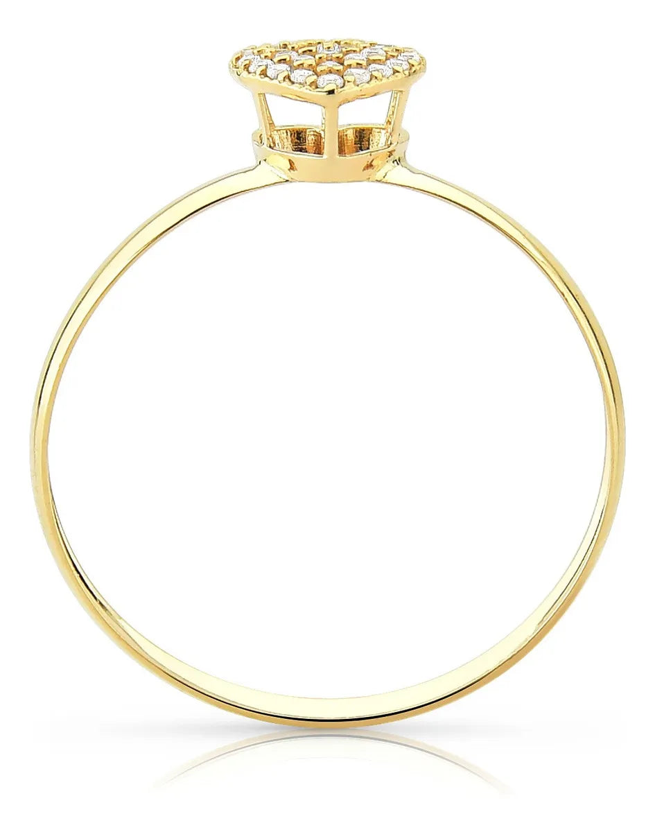Anel Feminino De Ouro 18k Chuveirinho Coração Com Zircônias