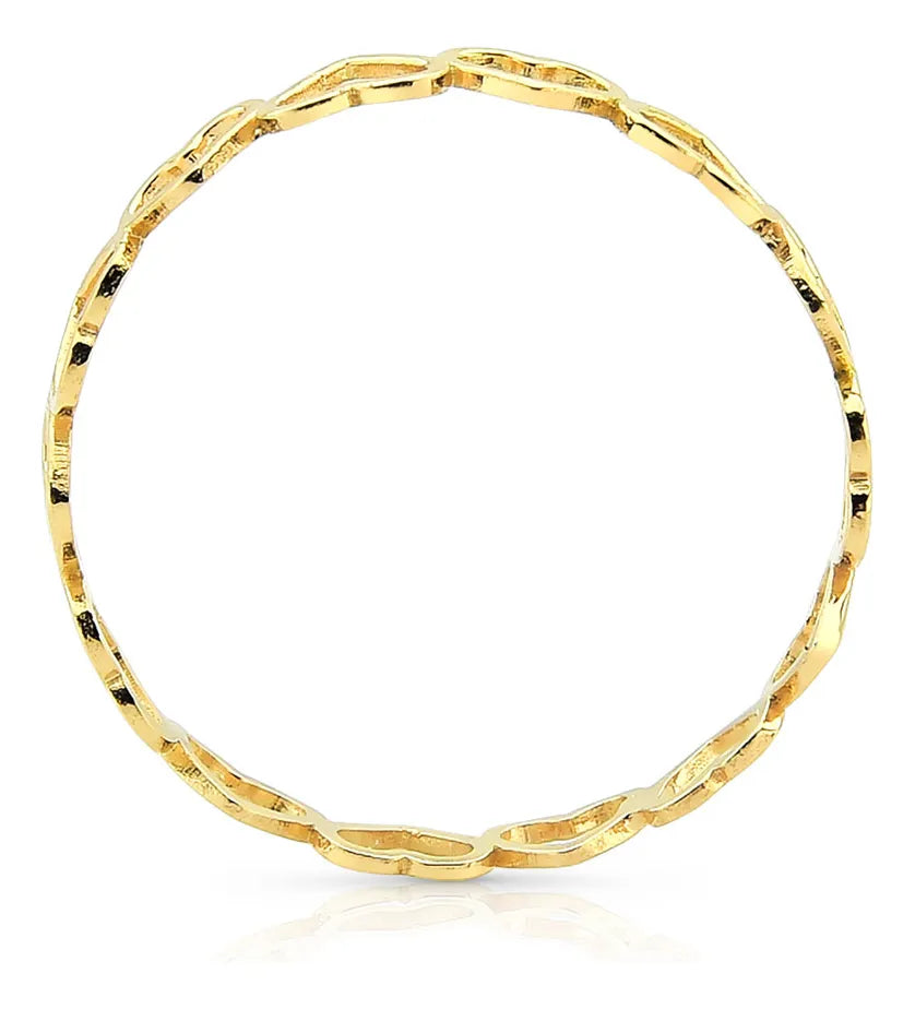 Anel Feminino De Ouro 18k Corações Vazados E Delicados