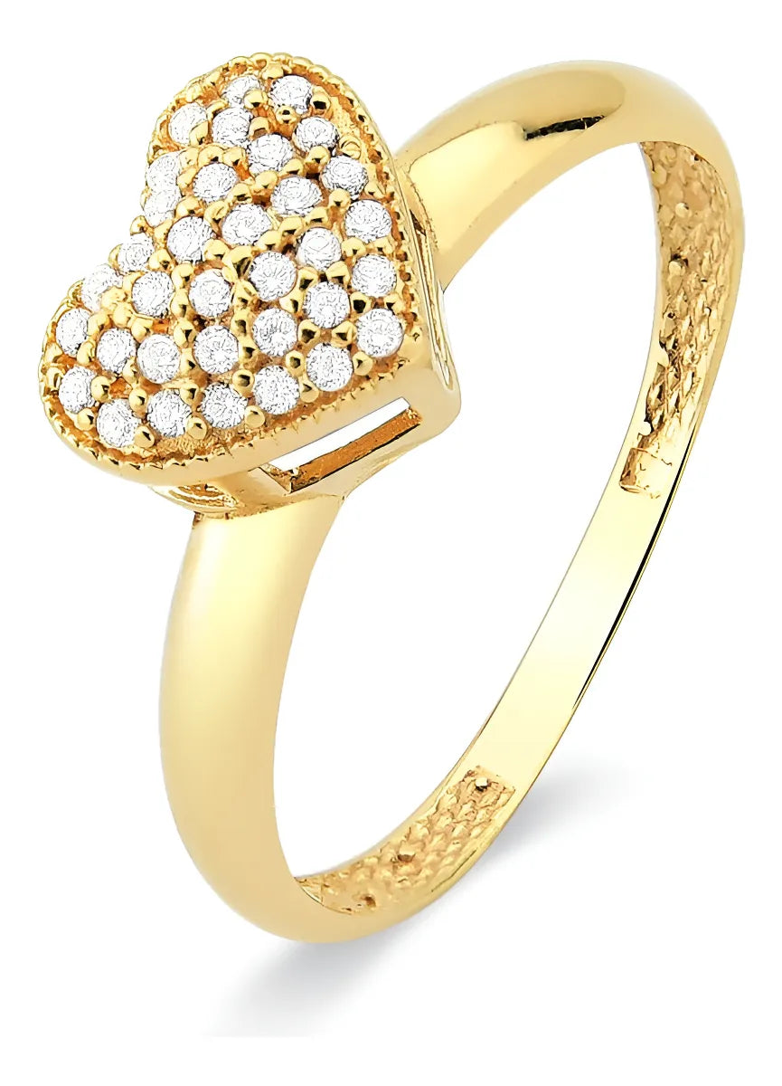 Anel Chuveiro Coração Zircônia Em Ouro 18k - 750