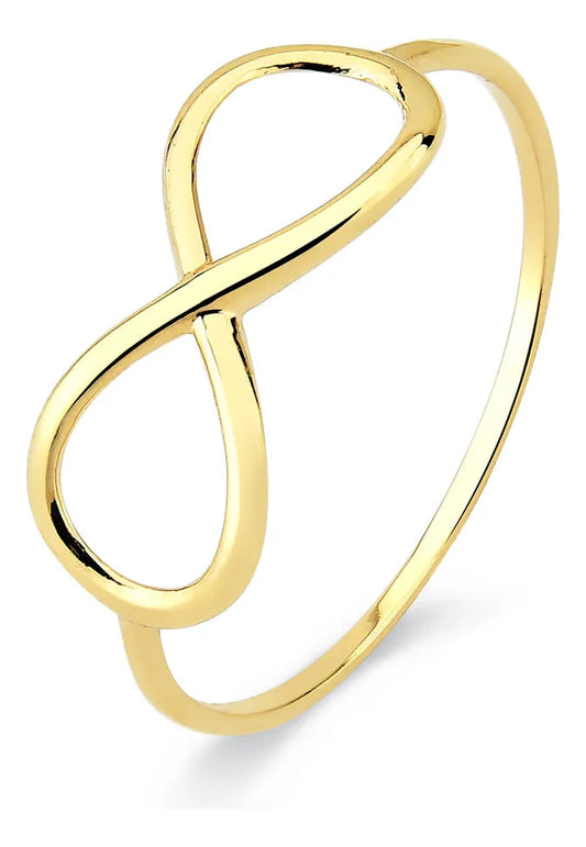 Anel Infinito Vazado De Ouro 18k Feminino E Delicado