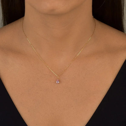 Colar De Ouro 18k Elos Longos Com Ponto De Luz Gota E 45cm Cor Rosa