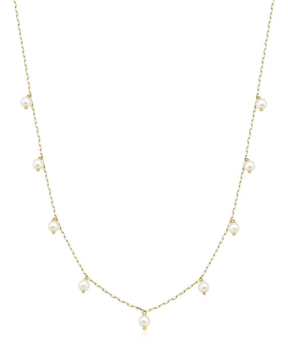 Colar Feminino De Ouro 18k Com Pérolas