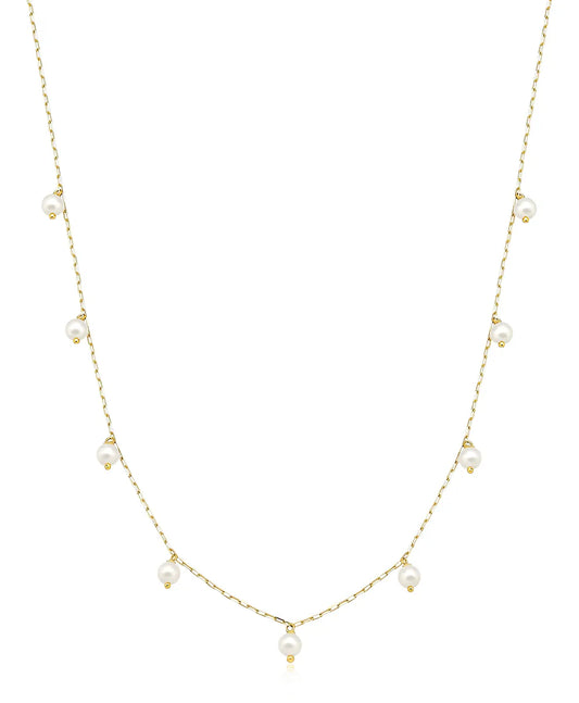 Colar Feminino De Ouro 18k Com Pérolas
