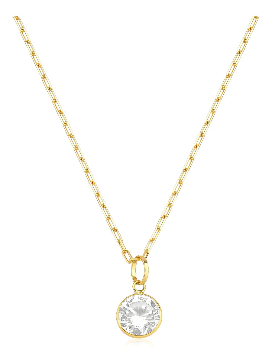 Colar Ponto De Luz Em Ouro 18k Elos Cadeado E 45cm Cor Branco