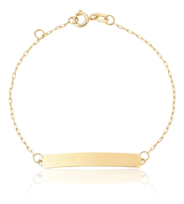 Pulseira Infantil Bebê De Chapinha Ouro 18k 15cm Regulável 14 Cm