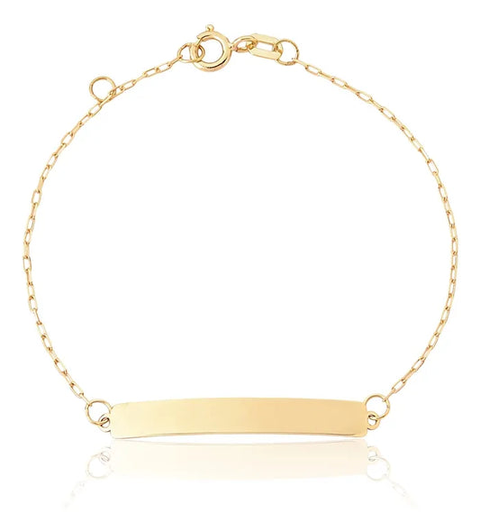 Pulseira Infantil Bebê De Chapinha Ouro 18k 15cm Regulável 14 Cm