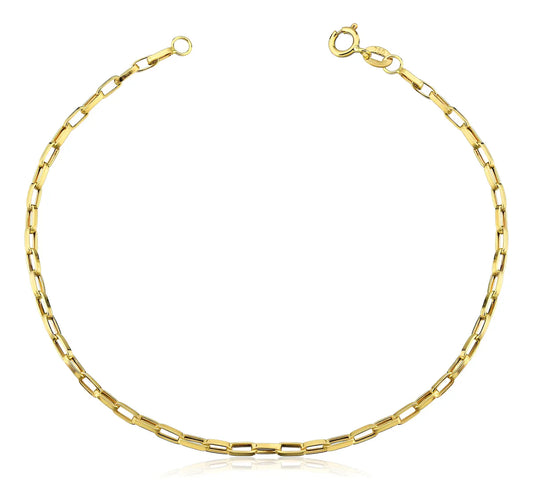 Pulseira Masculina De Ouro 18k Elo Alongado Em Comprimento 21 cm Cor Amarelo