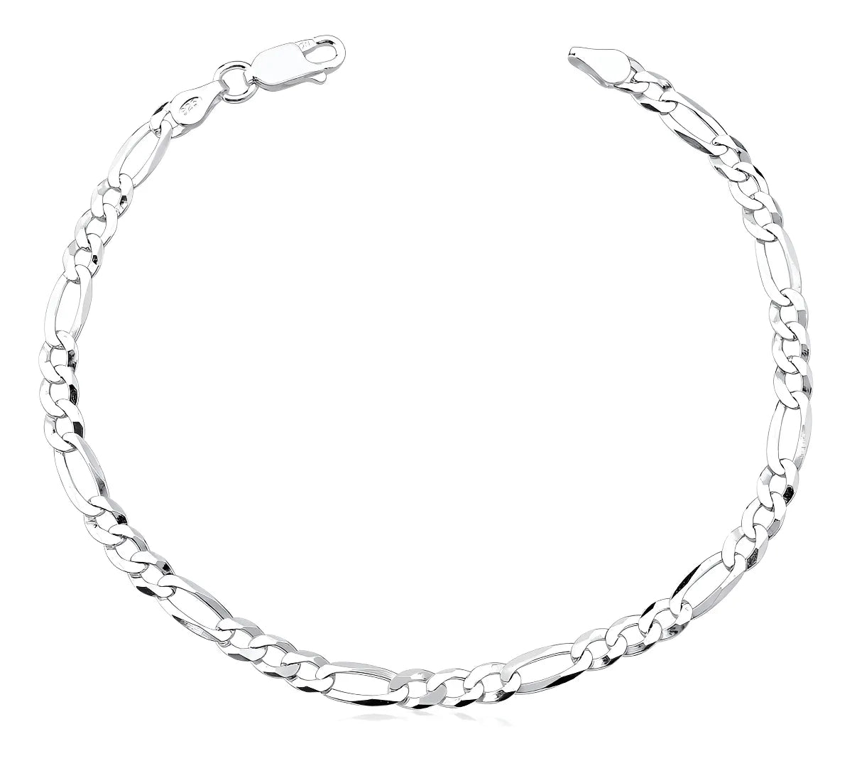 Pulseira Masculina De Prata 925 Italiana Fígaro 3x1 4.5mm 21 Cm==