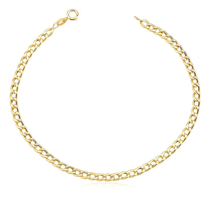Pulseira Ouro 18k Masculina Grumet Oca Grossa 4mm 2,9 Gramas Comprimento 21 cm