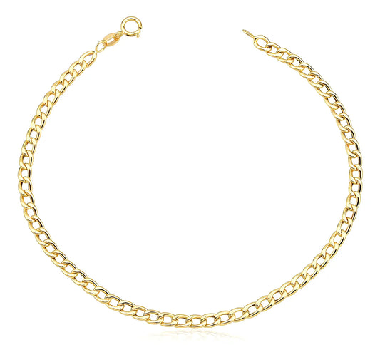 Pulseira Ouro 18k Masculina Grumet Oca Grossa 4mm 2,9 Gramas Comprimento 21 cm