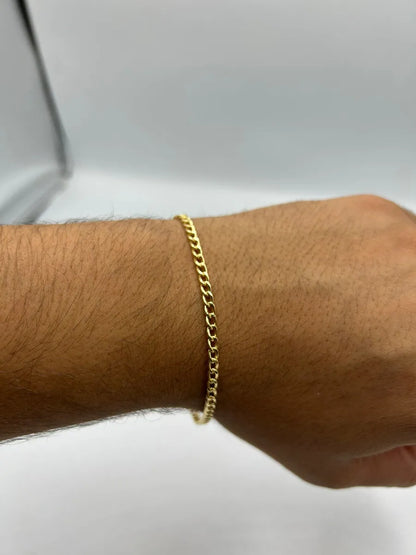 Pulseira Ouro 18k Masculina Grumet Oca Grossa 4mm 2,9 Gramas Comprimento 21 cm