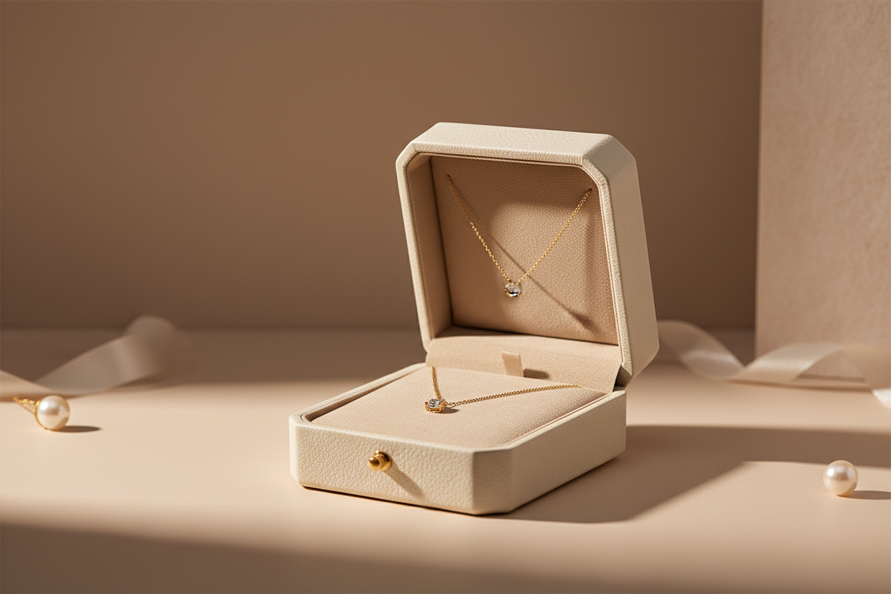 Embalagem de luxo com colar de ouro